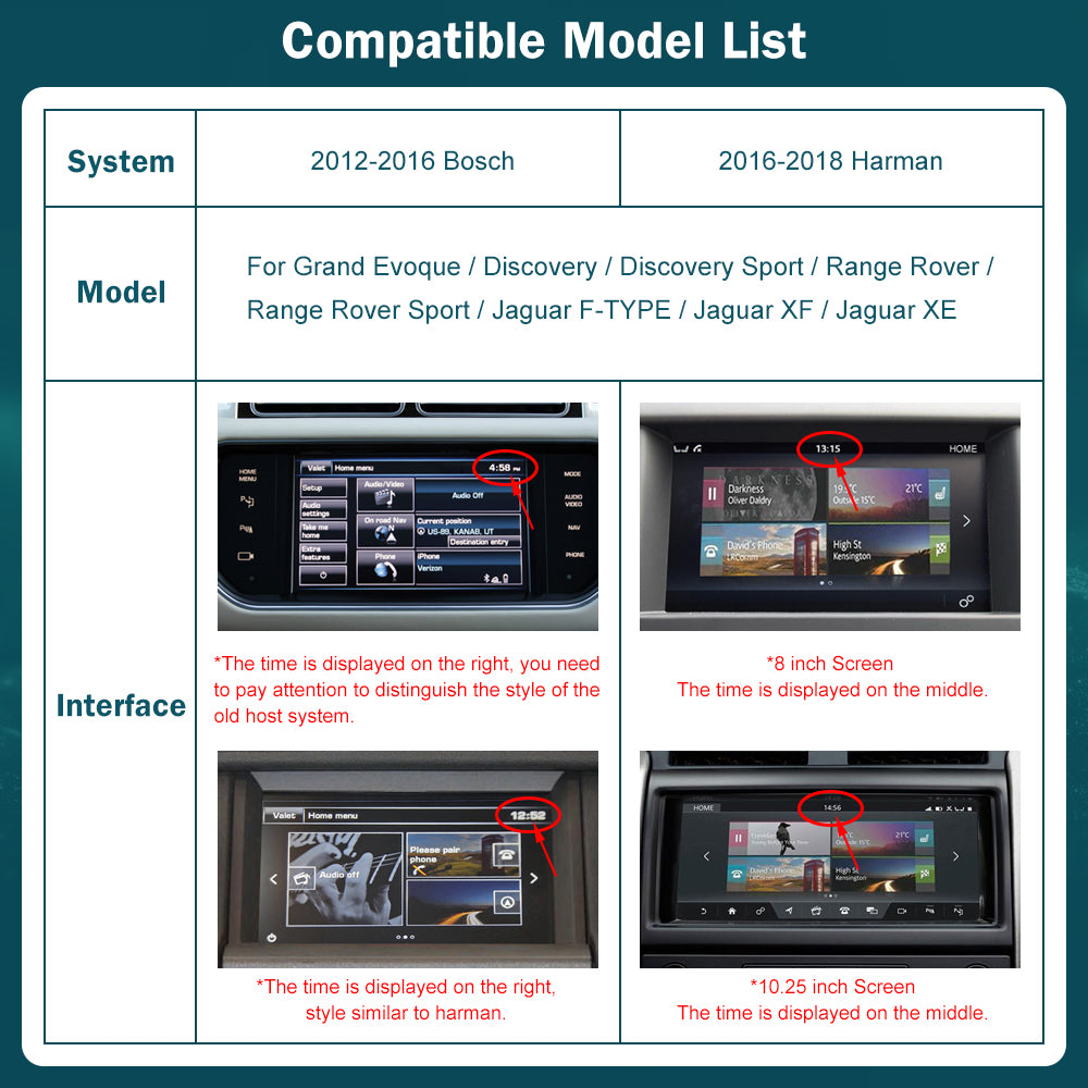 For Land Rover /Jaguar with Bosch or Harman Headunit 2012-2018
