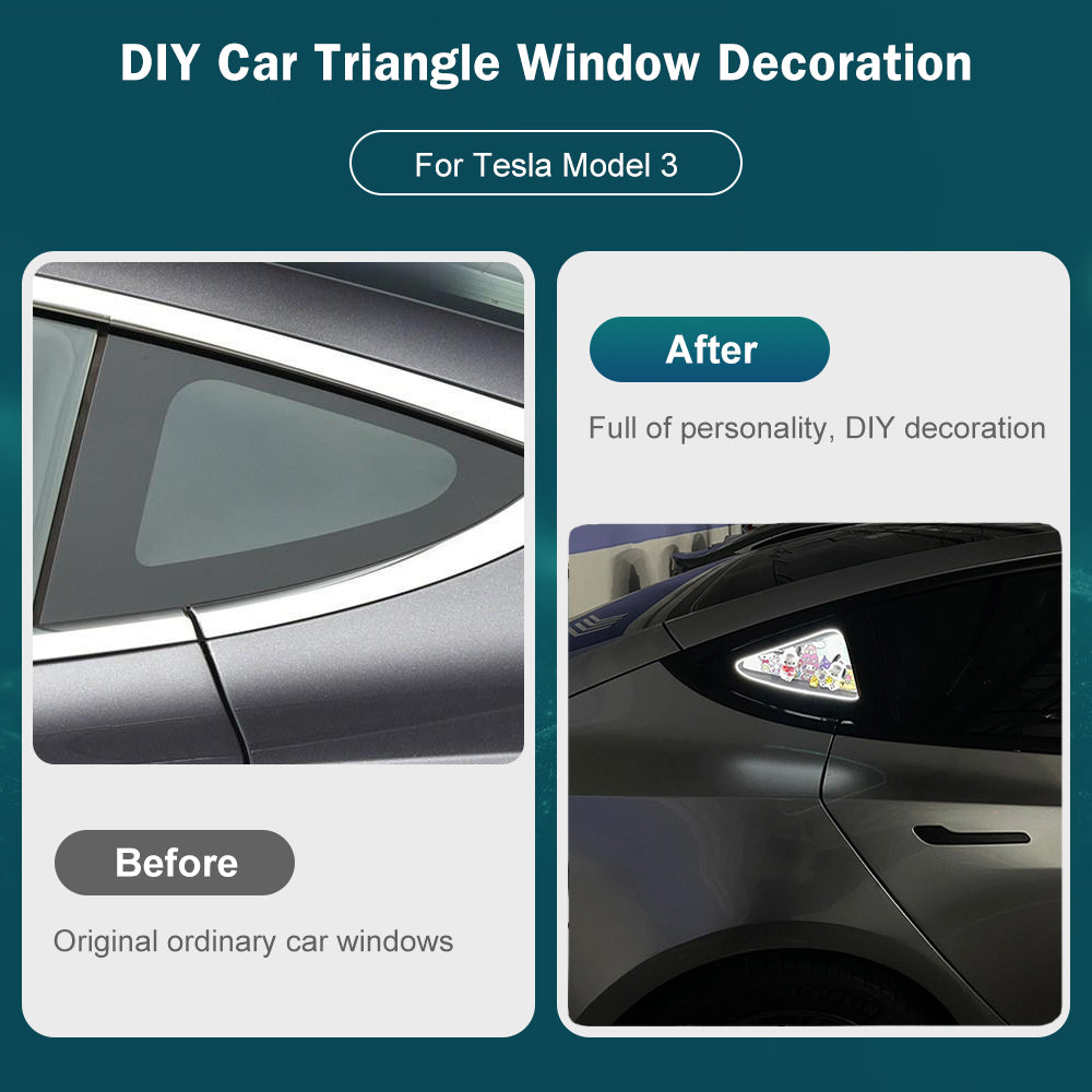 For Tesla model 3/Y DIY Car Triangle Window Decoration