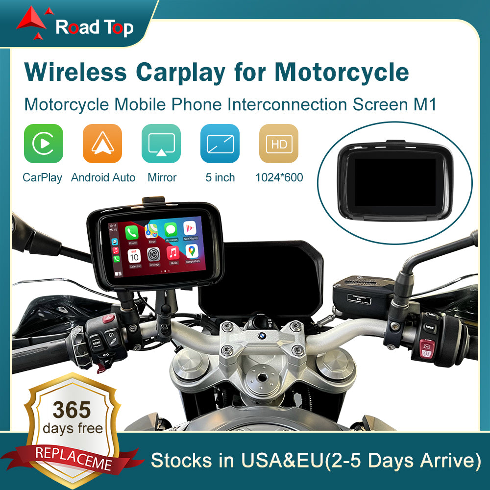 5 Inch HD Touch Screen Wireless Carplay Android Auto IPX7 Motorcycle  Navigator
