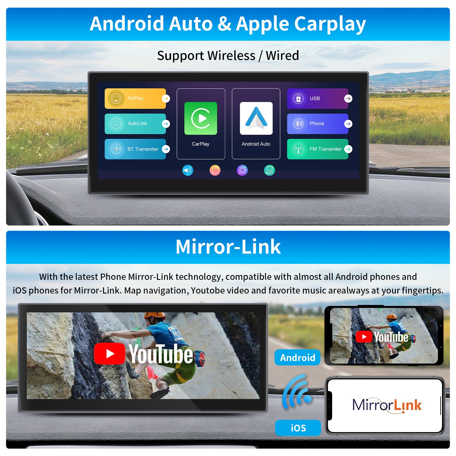 7 Inch Linux Touch Screen Portable Android Auto Wireless Apple