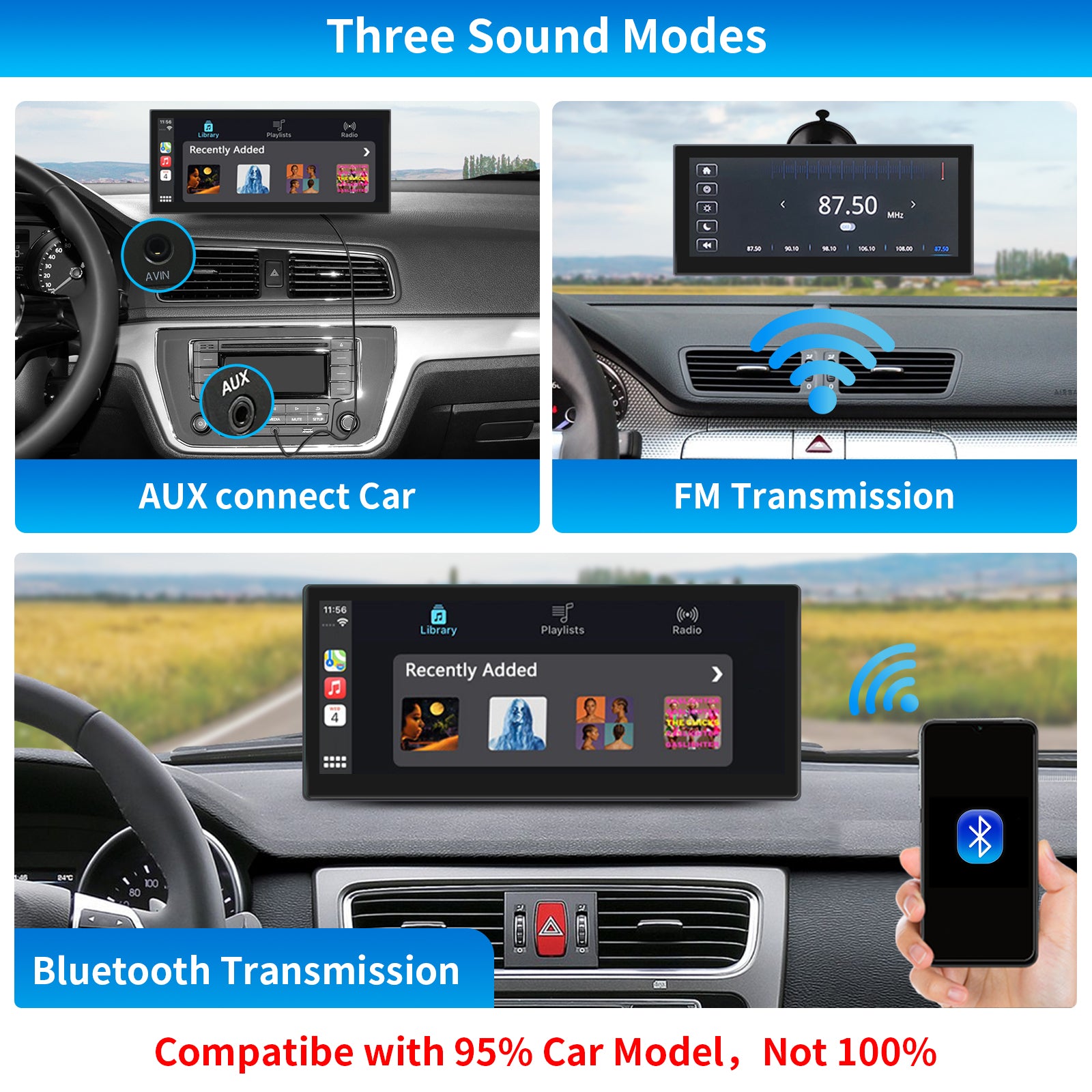 Road Top Newly upgraded Wireless Carplay Portable 8.9 Car Touchscreen