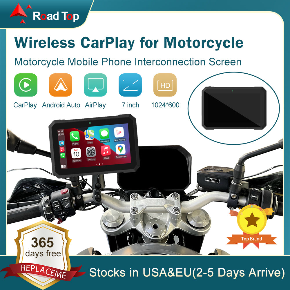 RoadTop For Motorcycle 7" IPS Touch Screen with Wireless CarPlay/Android Auto