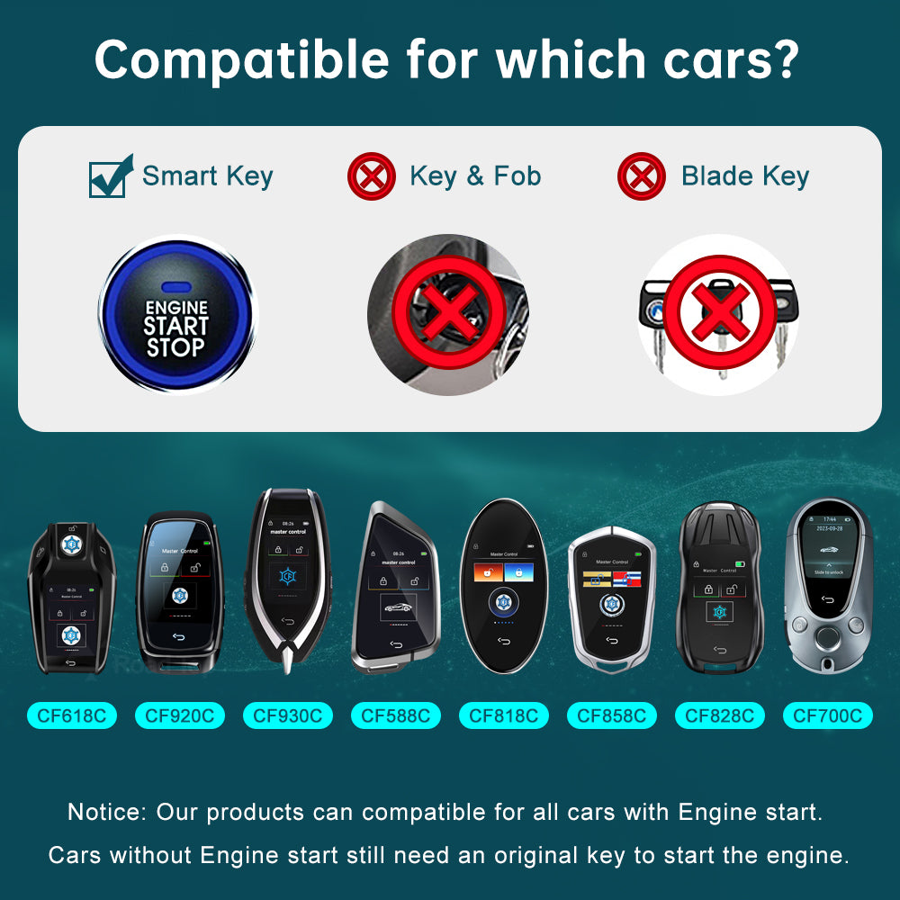 Keyless Entry Button Smart Remote Car Key with LCD Touch Screen for All Start Stop Engine Button Models