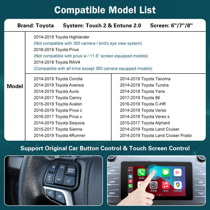 Wireless Apple Carplay/Android Auto Module For TOYOTA Touch2 Entune2.0