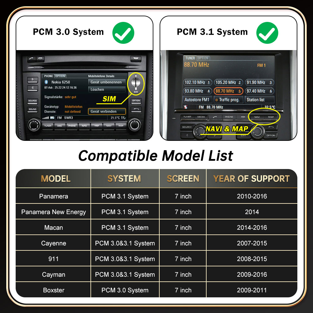 For Porsche PCM3.0&3.1 System