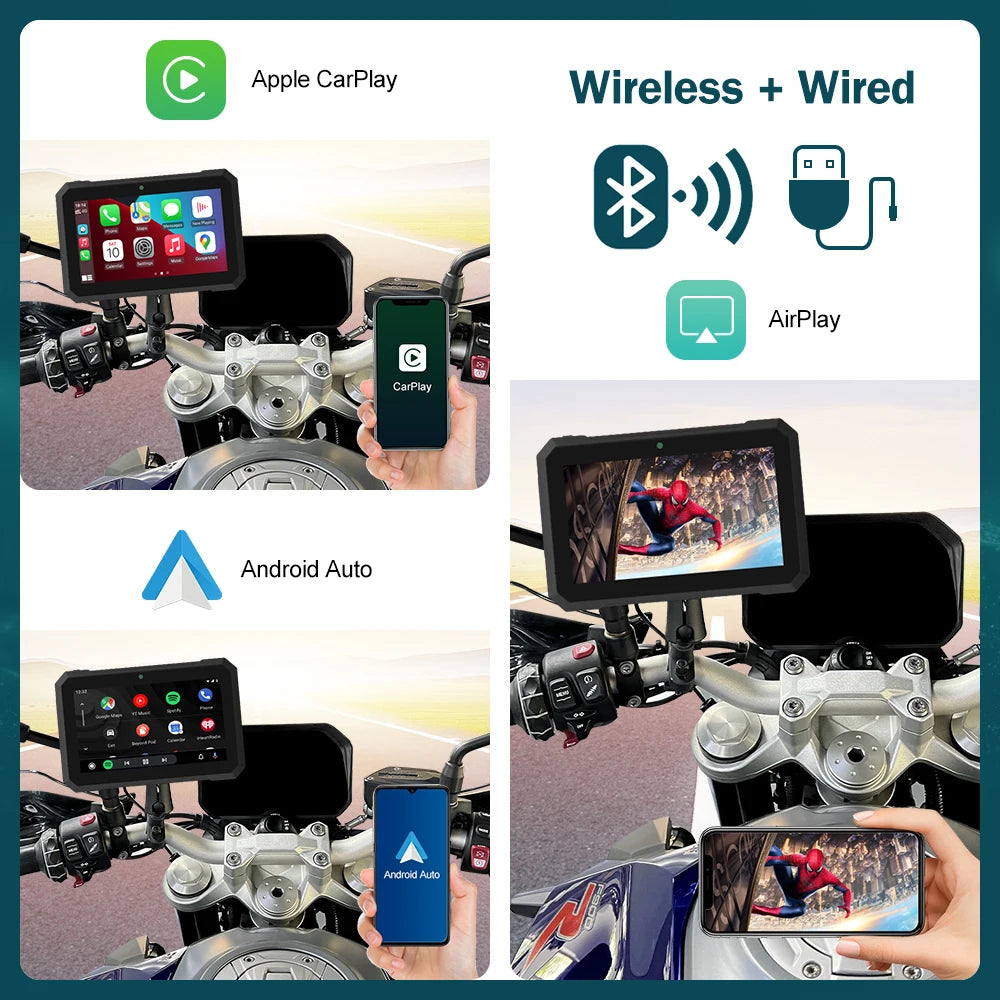Motorcycle Screen--Wireless CarPlay/Android auto-(LIMITED TIME SPECIAL $100  OFF)