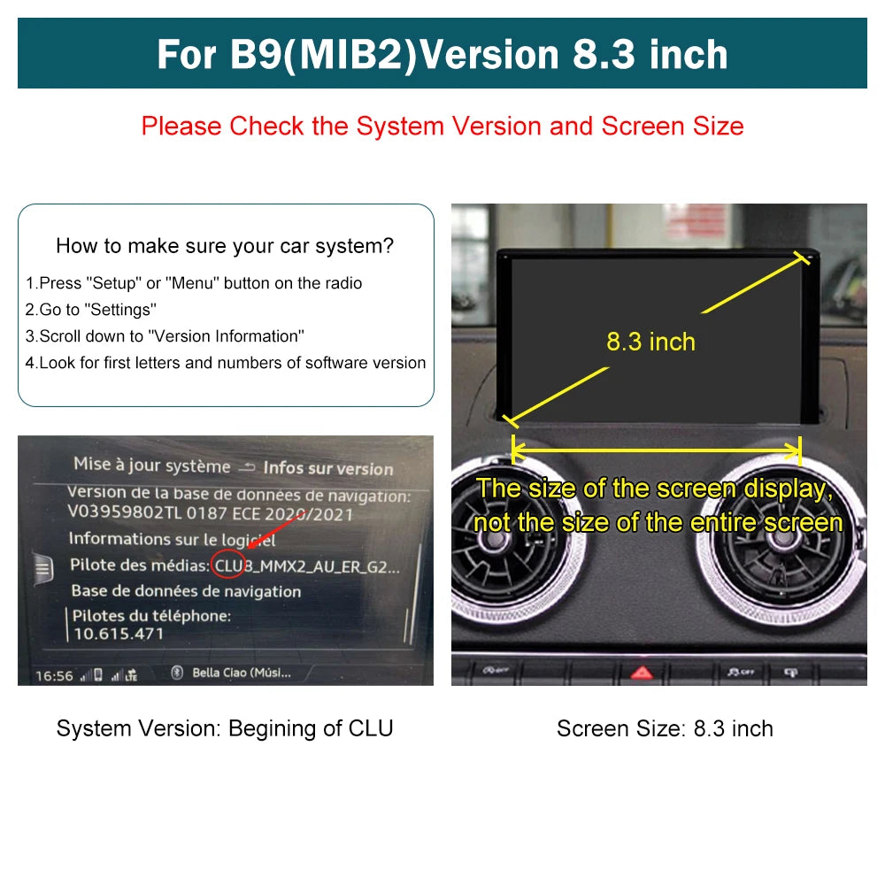 Road Top Wireless Carplay Android Auto Retrofit Kit for Audi A3 2013-2018  Year, Carplay Retrofit Kit Decoder, Support Mirror Link, Reverse Camera,  Navigation 