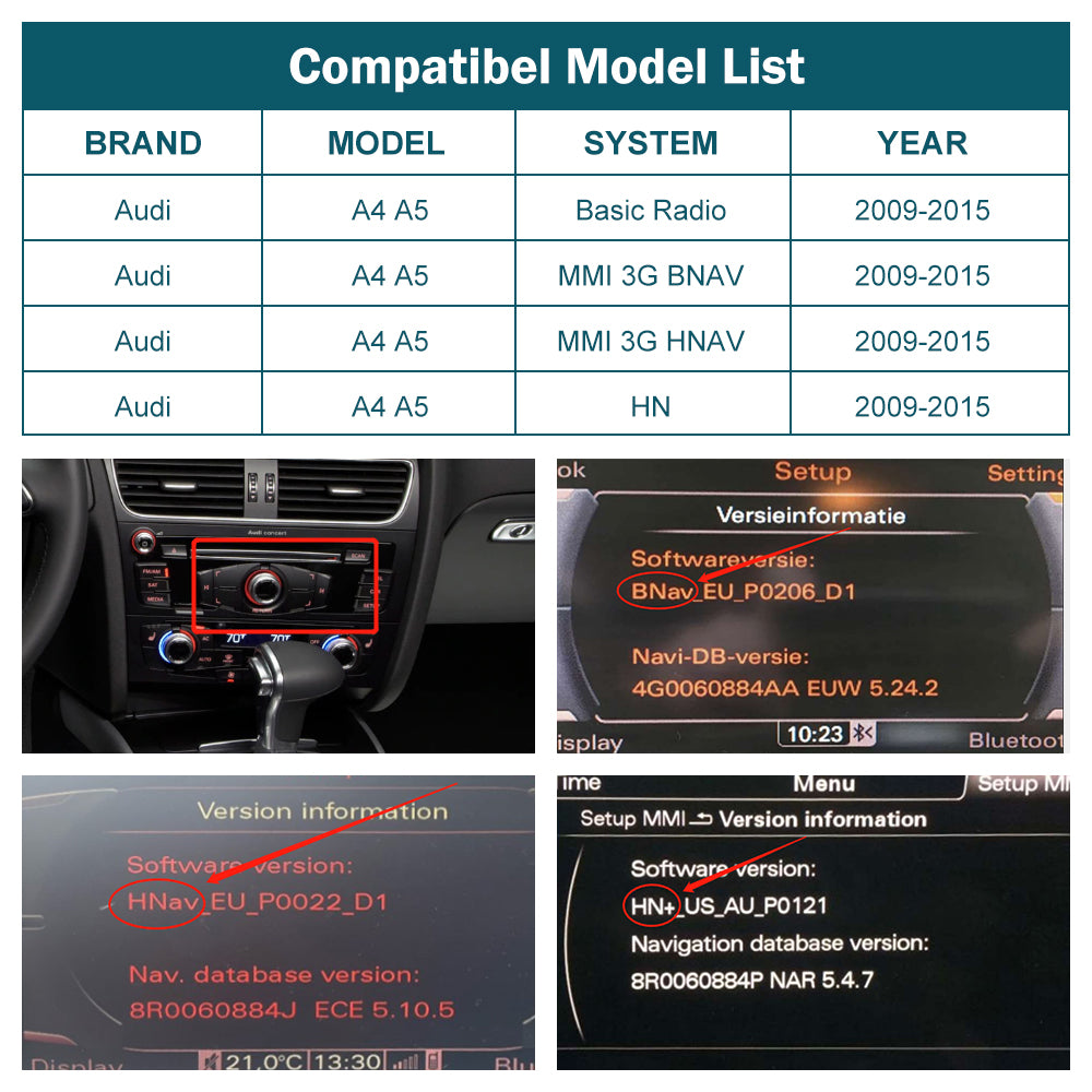 Road Top Wireless Carplay Android Auto Nachrüstsatz für Audi A4 A5