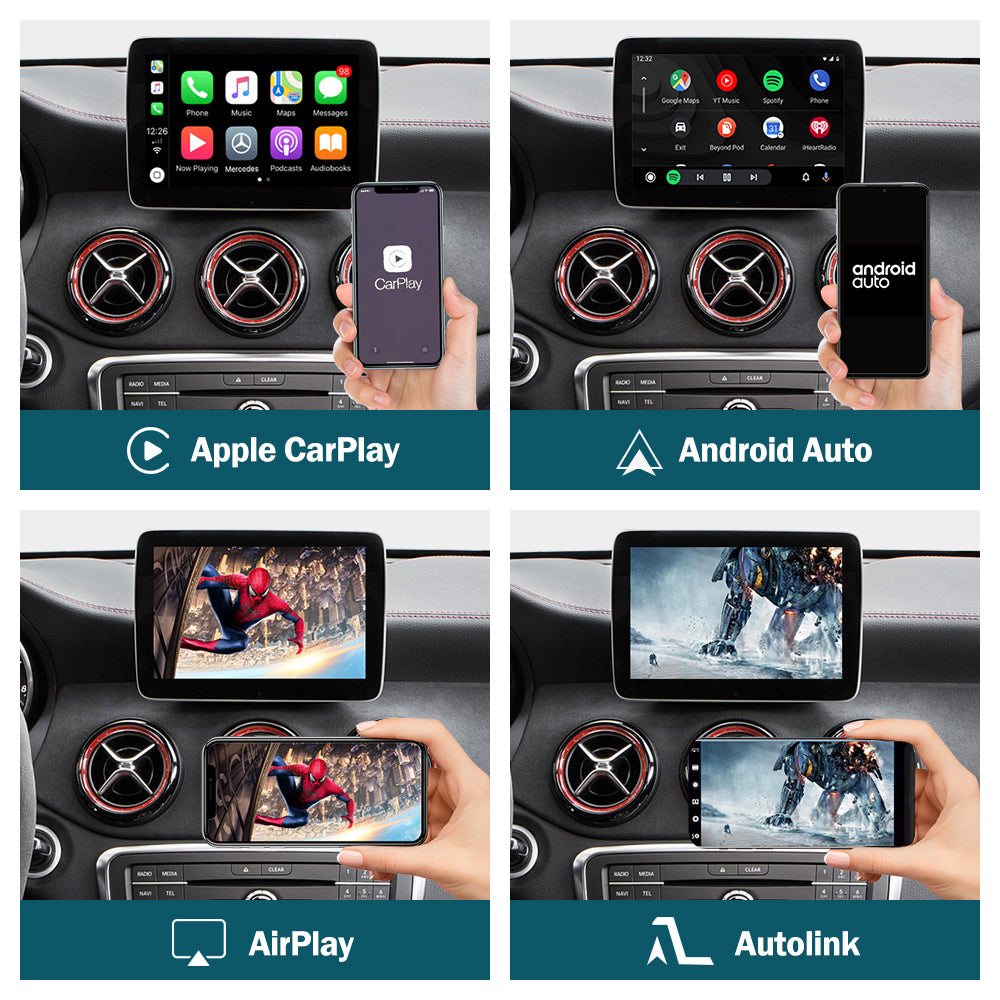 Road Top Carplay sans fil et Android Auto, compatible avec Mercedes Benz  A/B/CLA/GLA/W176/W246/X117/X156 avec système NTG4.5 - Bluetooth, Mirror  Link, Siri Voice, USB, DVR, Navigation 